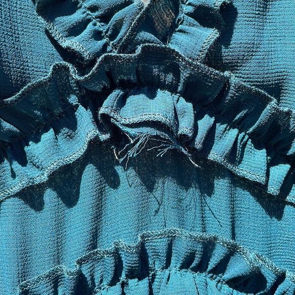 Dark Teal Plunge V Neck Dress with Open Back - Picture 3 of 3